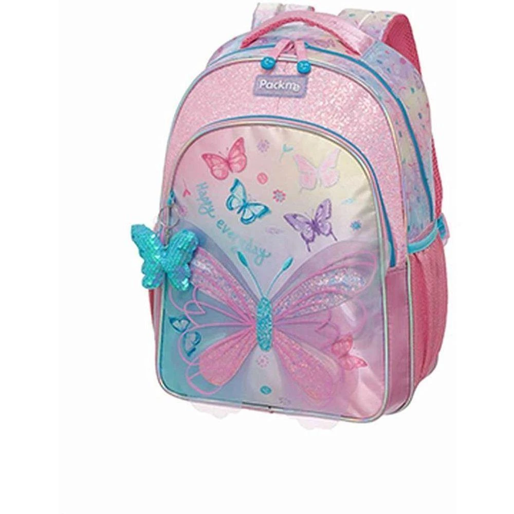 Mochila Infantil Pack Me Wings Asas 3D Glitter Iridescente Rosa Pacific