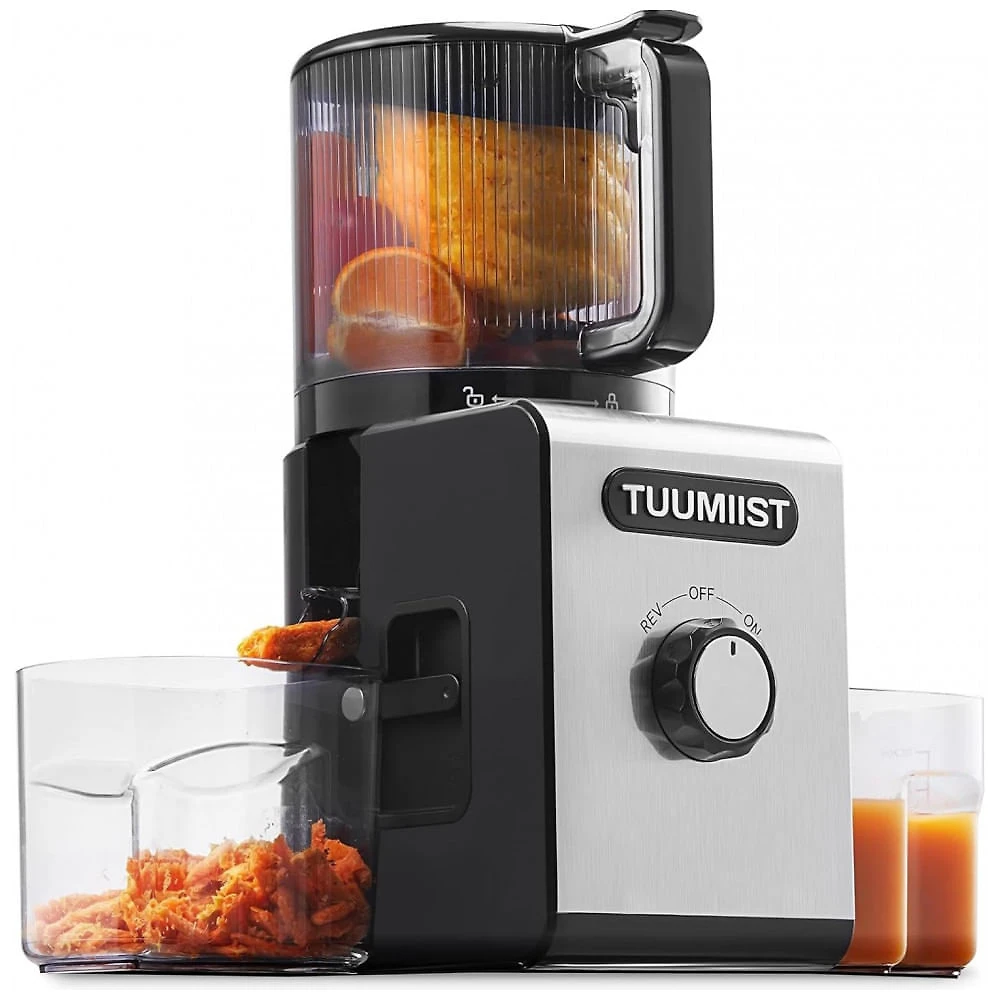 Extrator de Suco a Frio TUUMIIST 16,5 cm com Boca de Alimentação Grande para Frutas e Vegetais Inteiros, Alto Rendimento de Suco, Fácil de Limpar