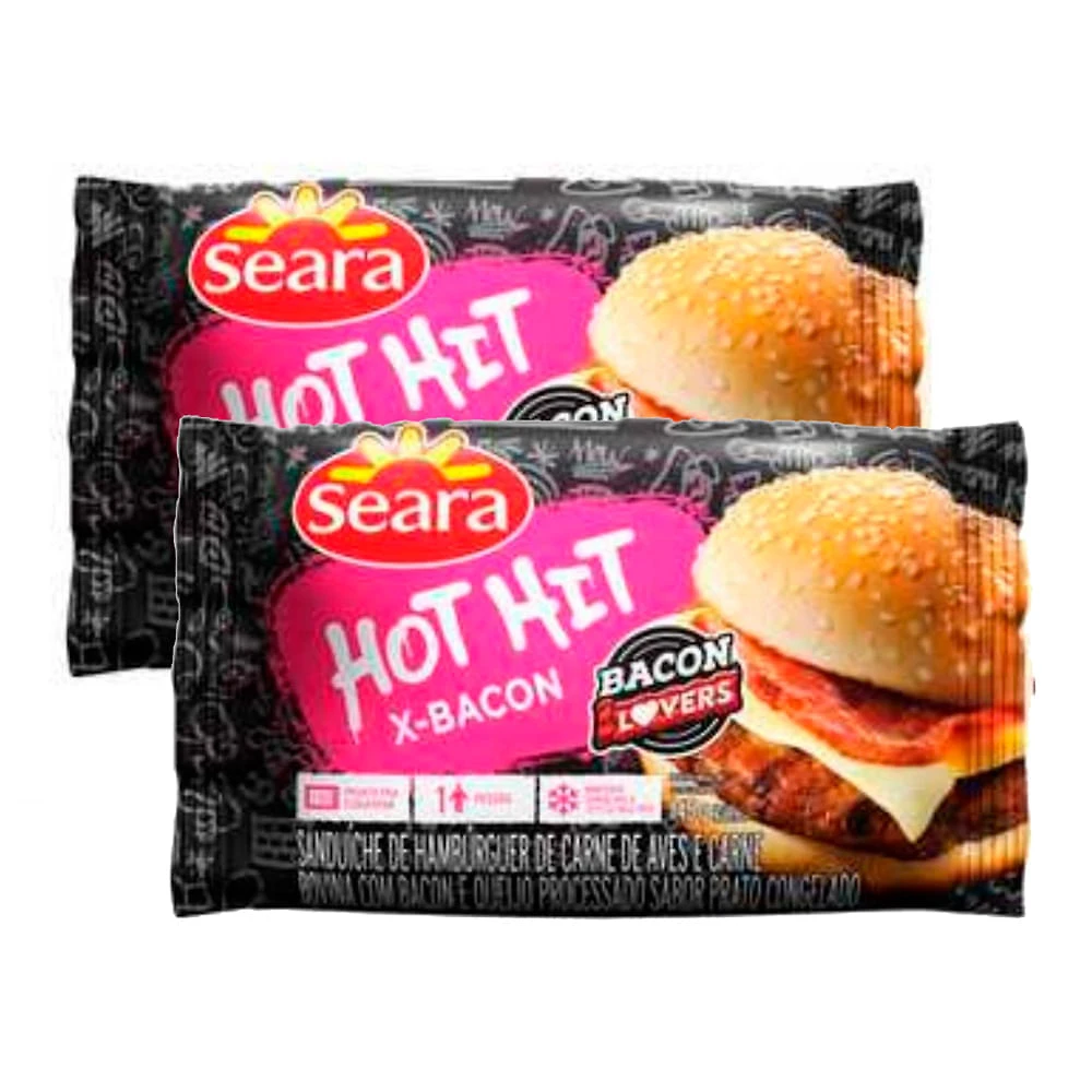 Kit 2 Hambúrguer Hot  Hit X Bacon 145g
