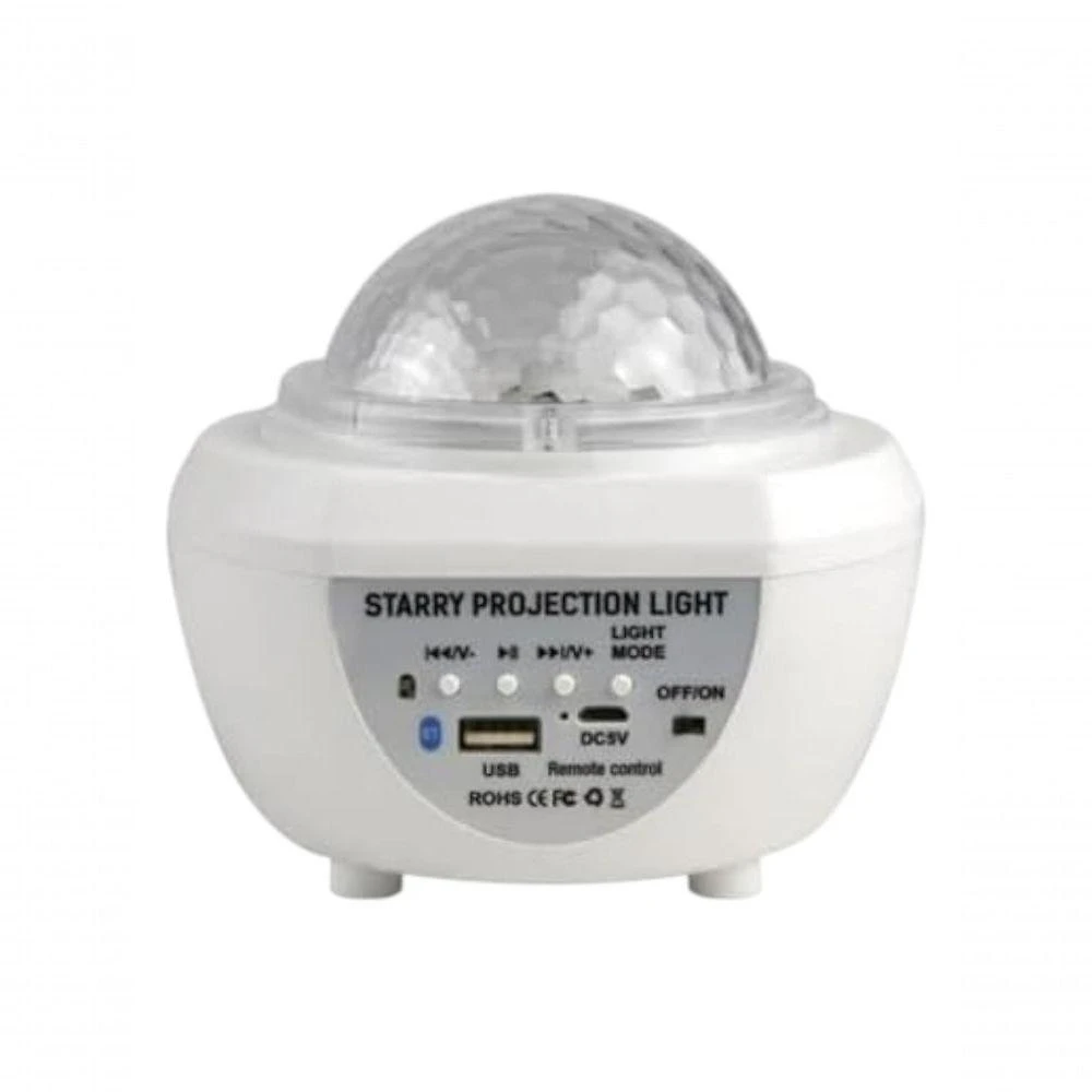 Luminaria Pojeção De Estrelas Universo Caixa De Som Bluetooth Branco