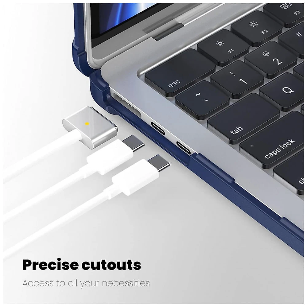 Capa Rígida Antichoque Navy Blue XK para MacBook Air 15″ (2023–2025, Modelos A3241/A3114/A2941, M2/M3/M4) – MEEgoodo