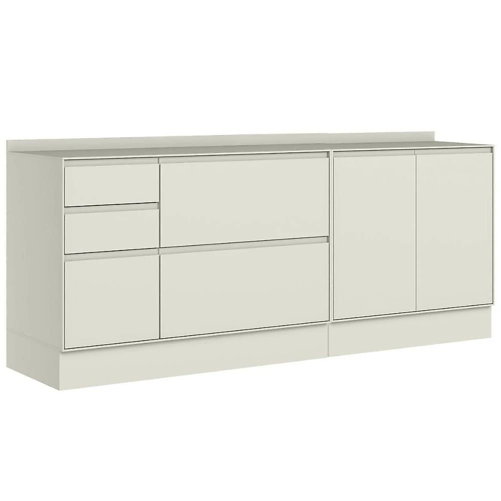 Balcão Fineze 3Ptas 4Gavs c-Tampo 200cm em MDF 200CM Areia Móveis Henn