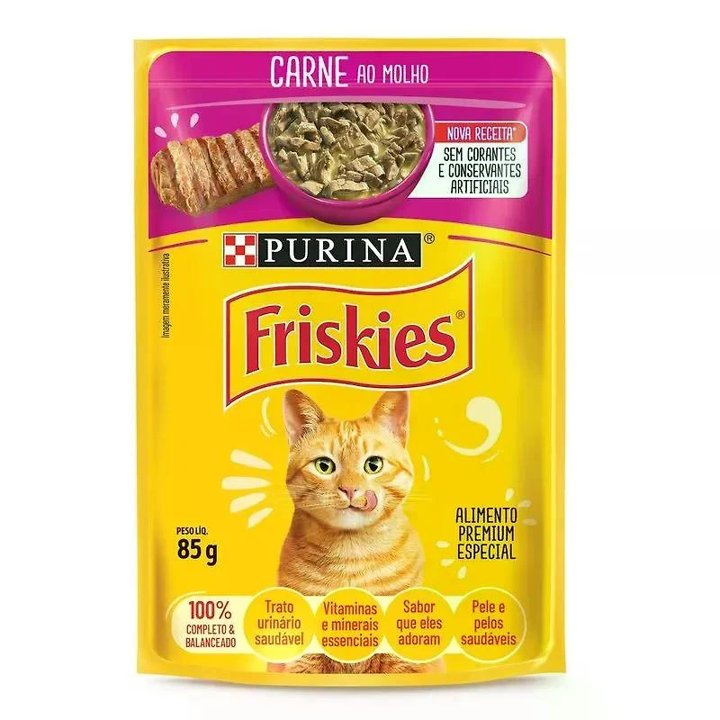 Ração Úmida FRISKIES para Gatos Adultos Carne ao Molho Sachet 85g