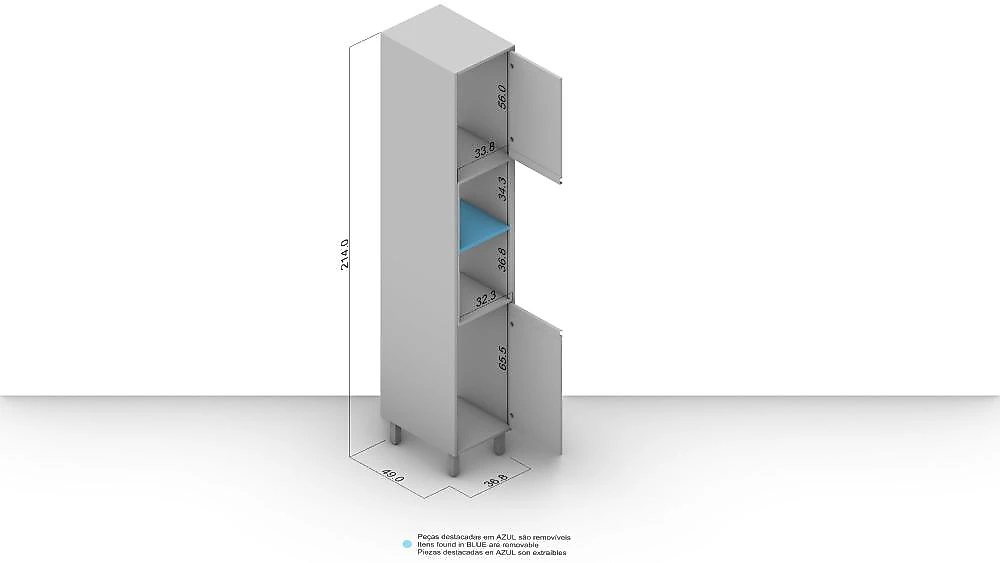 Paneleiro 2 Portas 2 Nichos Creme Koya 214 Cm Creme