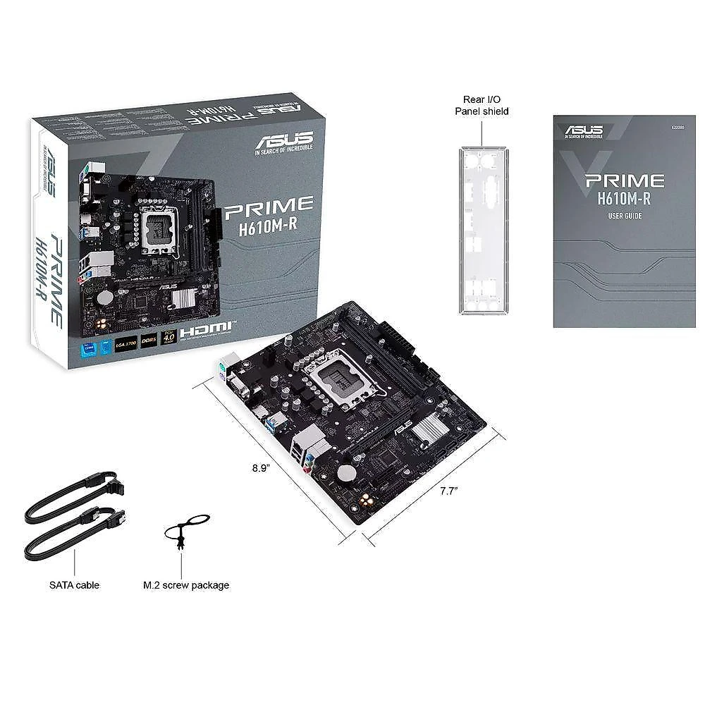 Placa Mãe Asus H610m-r, Socket Intel Lga1700, Ddr5, Hdmi, Vga, Display Port, Usb 3.2, M.2 Nvme, Micro Atx