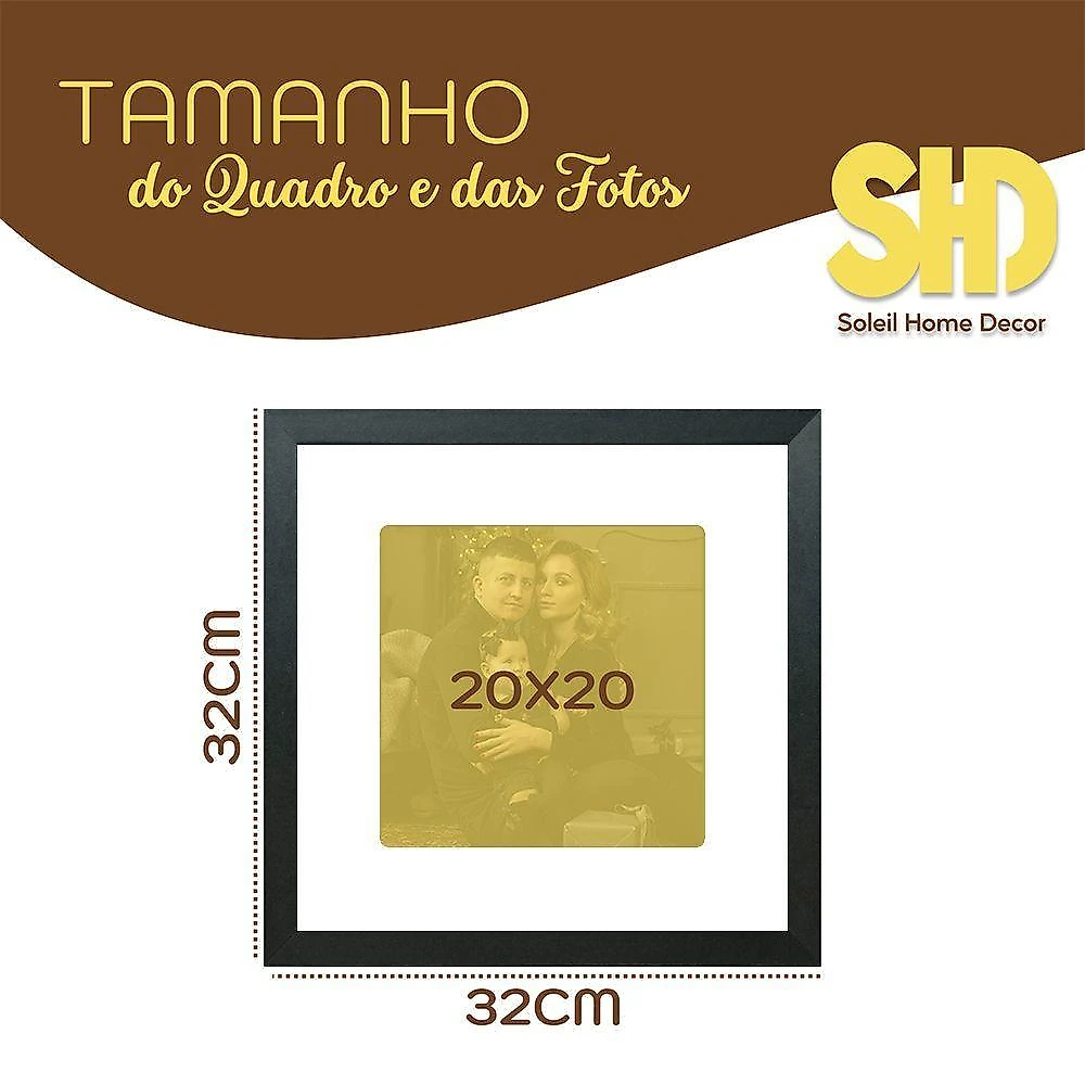 Kit Quadro Porta Retrato 32x32 - Foto 20x20 - Paspatur Branco Cor:moldura Ype;quantidade:kit Com 3 Unidades