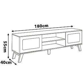 Rack Artely Charlotte com 180 cm de Largura, Ideal para TV de até 75” Carvalho/Menta