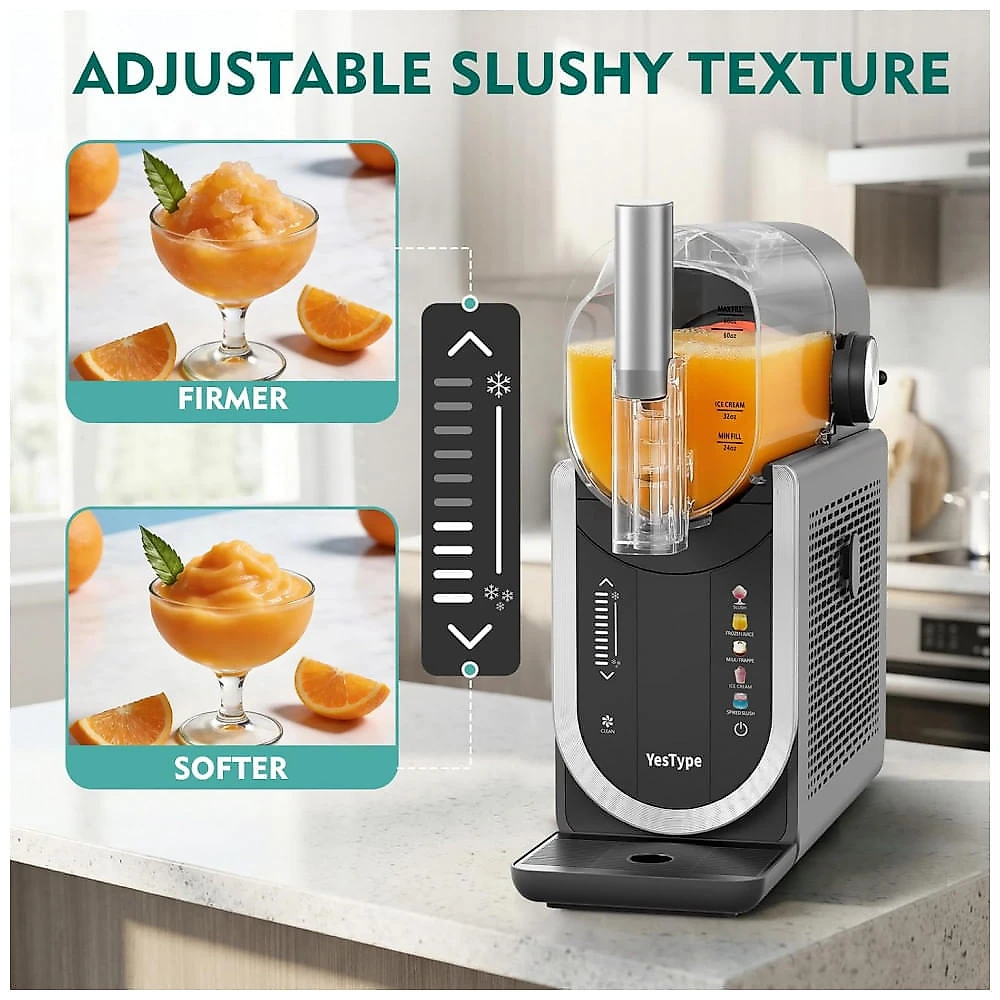 Máquina de Slush Raspadinha Dream Sora 1,9L 5 Programas Frozen Cinza Auto Limpeza 240V