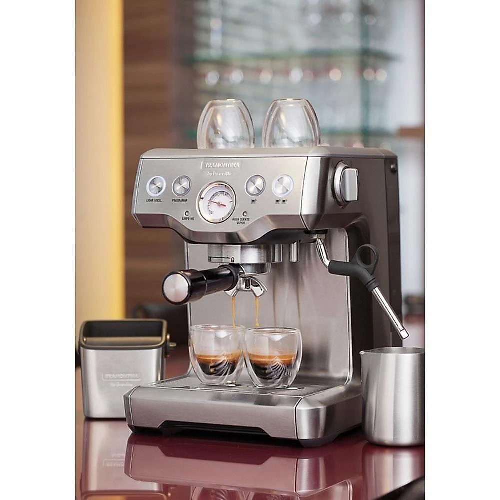 Cafeteira Express Aço Inox Breville + Moedor Cafe Elétrico Breville 220V Tramontina