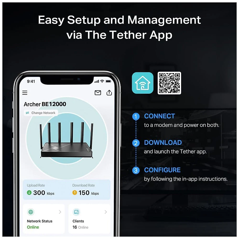 Roteador TP-Link Archer BE670 Tri-Band Wi-Fi 7 Preto 12Gbps Porta 10Gbps
