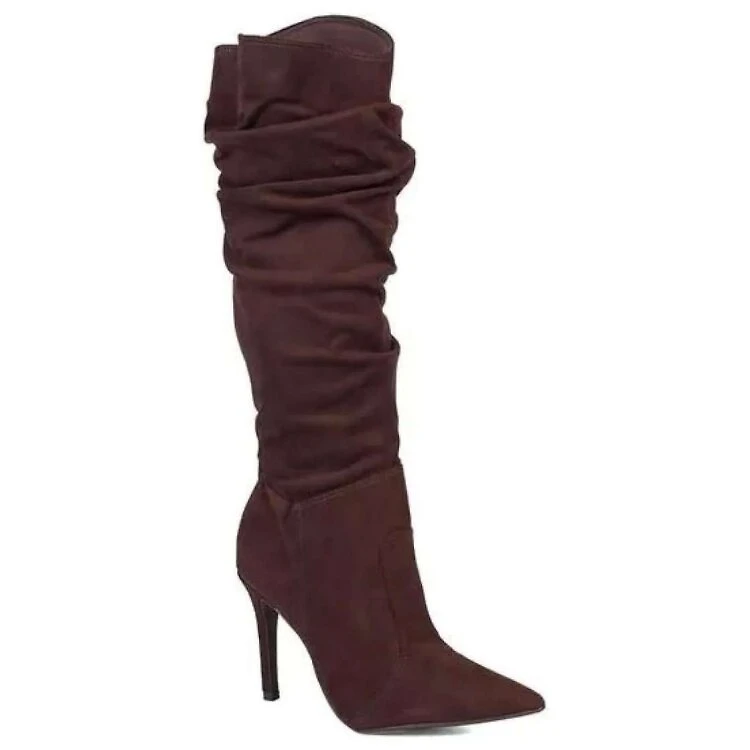 Bota Bebece Longa Camurça Feminino - Marrom - MARROM