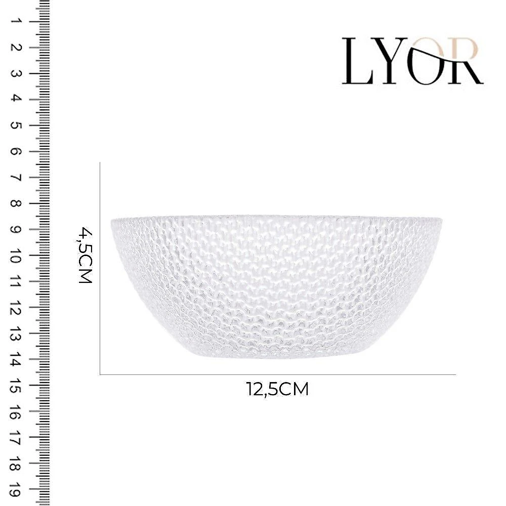 Jogo 10 Bowl Mini Tigela De Vidro Com Textura Para Sobremesa Doces Wave 250ml Lyor