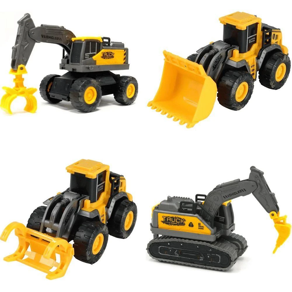 Caminhões e Tratores Veículos de Construção - Modelos Sortidos com Fricção e Articulações Amarelo