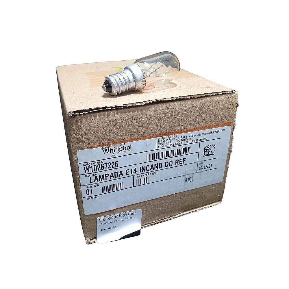 Lâmpada E14 Incandecente Do Refrigerador 127V 15W Whirlpool