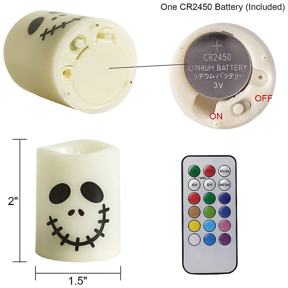 Kit de Velas LED a Bateria para Decoração de Halloween, 6 UN, Colorido