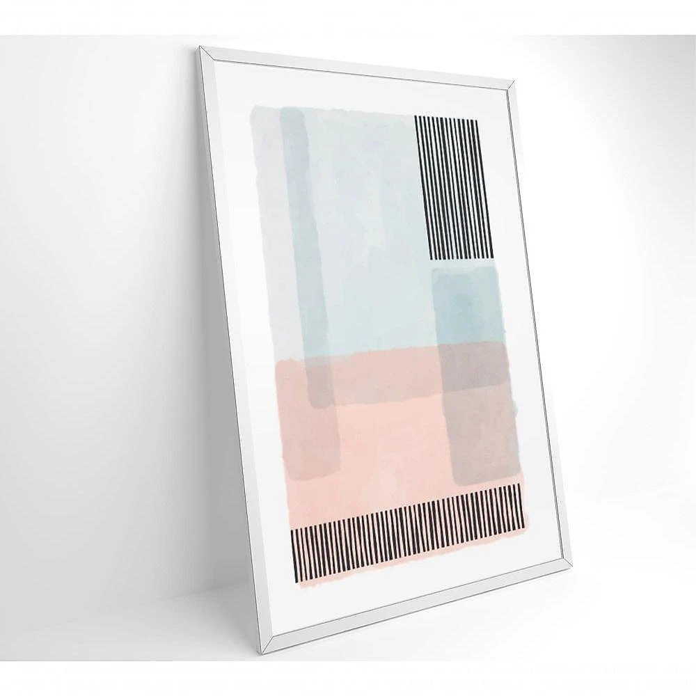 Quadro Abstrato Rosa E Azul 3 60x90 Cm Tecido Canvas