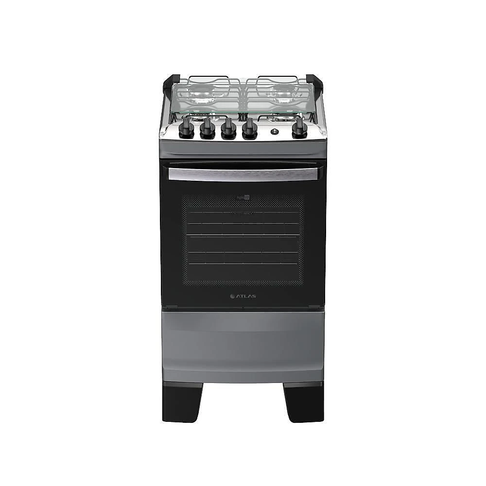 Fogão 4 Bocas Atlas Agile Up Com Mesa De Inox A Gás Bivolt Titanium