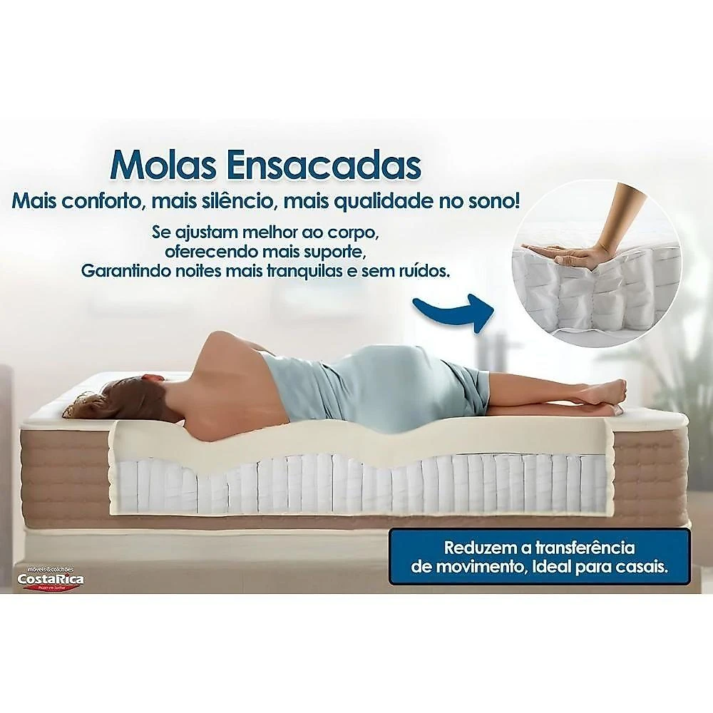 Cama Box Baú Solteiro: Colchão Molas Masterpocket Ensacadas Ortobom Ortobom Fort Airtech + Base Crc Suede Clean (88x188)