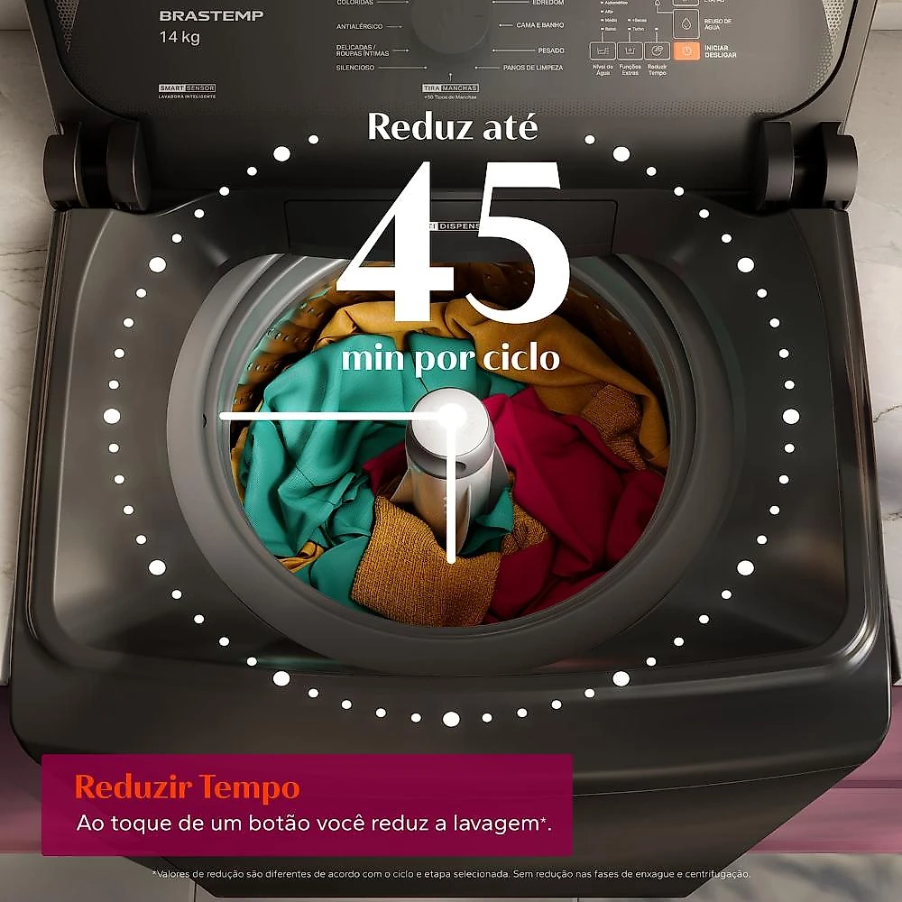 Máquina de lavar 14kg brastemp bwj14a9 platinum smart sensor cinza 220