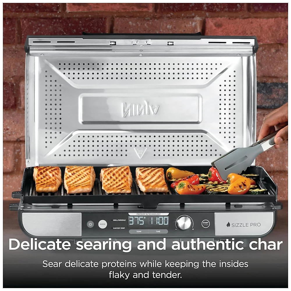 Grill Ninja GX101 Sizzle Pro XL 51cm Chapa e Grelha Elétrica Antiaderente 120V
