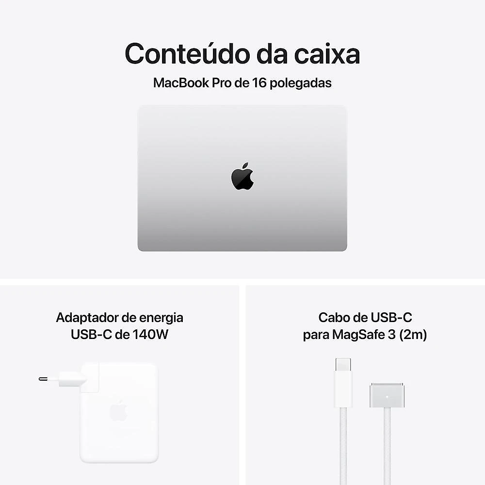 MacBook Pro 16" Apple M5 Pro chip com 18 núcleos CPU e 20 núcleos GPU  48GB  1TB SSD - Prateado