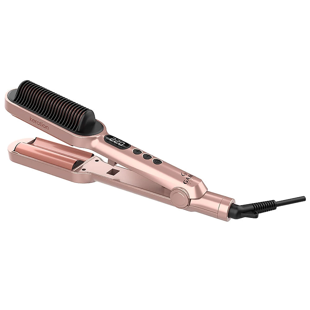 Prancha Modeladora GAMA Waver & Brush Keration Rose e Preto - BECHS805 Bivolt