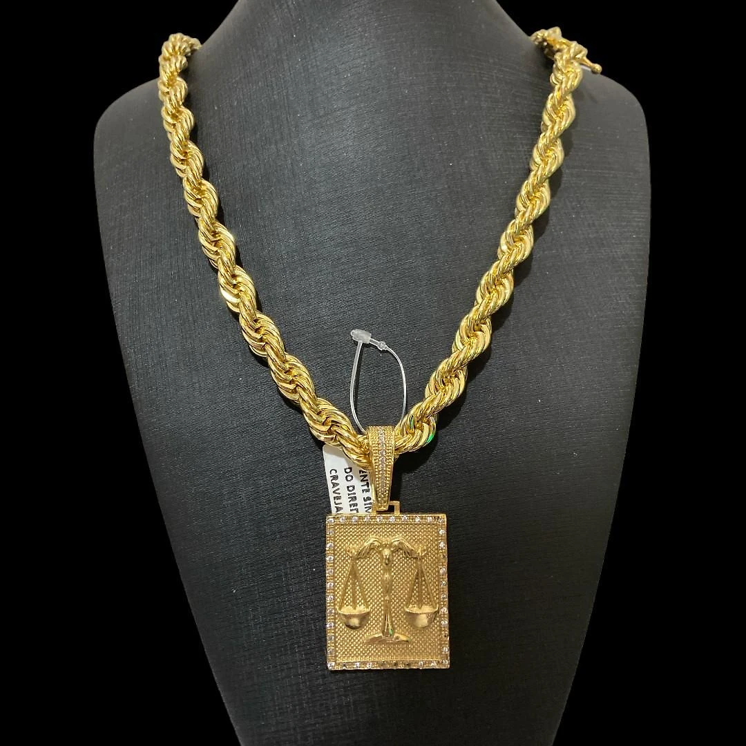 Miniatura Cordão Baiano 13Mm Pingente Direito/Advogado Banhado A Ouro