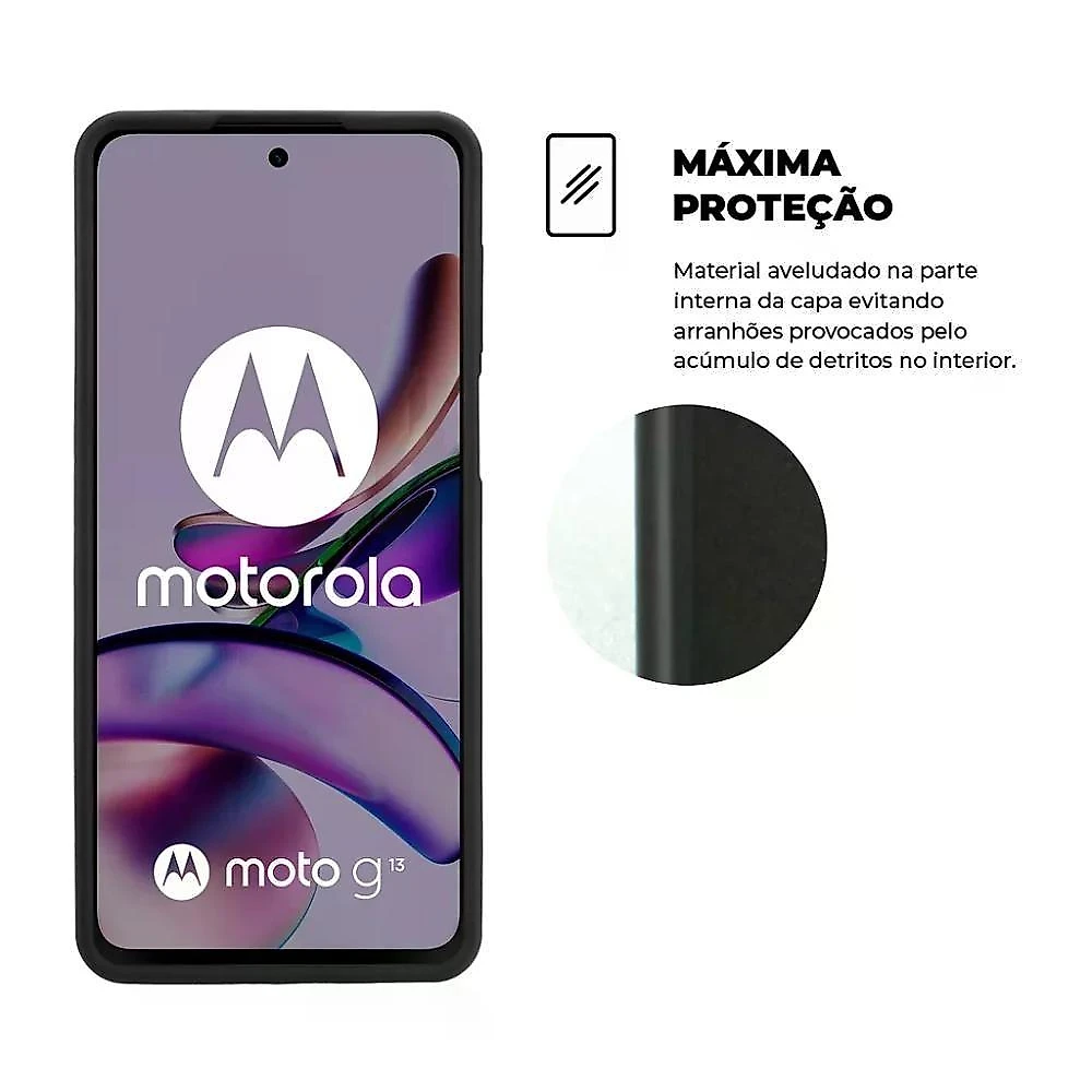 Kit Capa Silicon Veloz E Película Hydrogel Hd Para Motorola Moto G13 - Gshield
