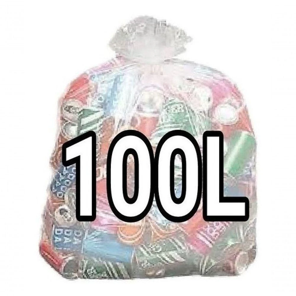 Kit 4 Saco para Lixo 100L Transparente Reforçado 75x90 cm Lixo médio-pesado Fosco