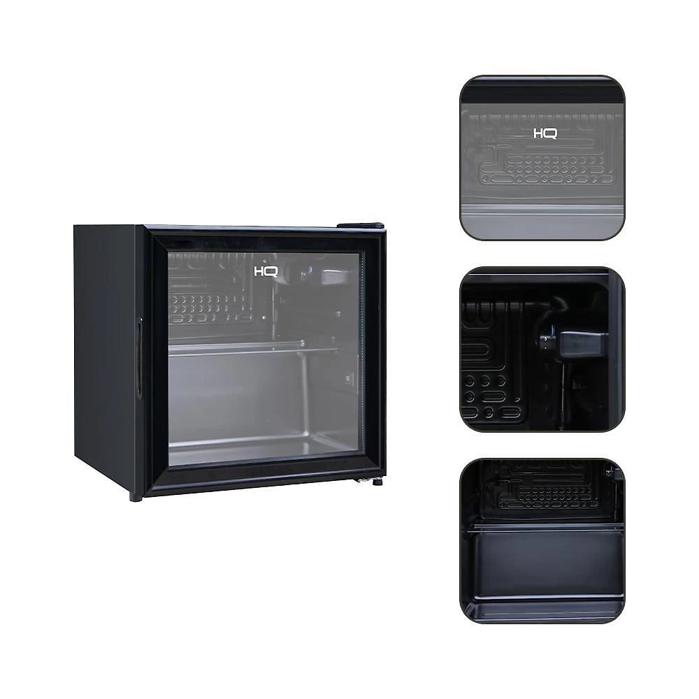 Miniatura Frigobar Expositor Vertical HQ Vidro Duplo 50 Litros Preto HQ-50FBPV 220V
