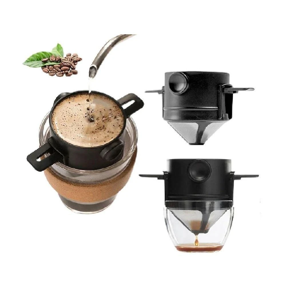 Miniatura Coador Café Filtro Inox Portátil Mini Retrátil Individual Reutilizável Sem Papel Copo Xícara