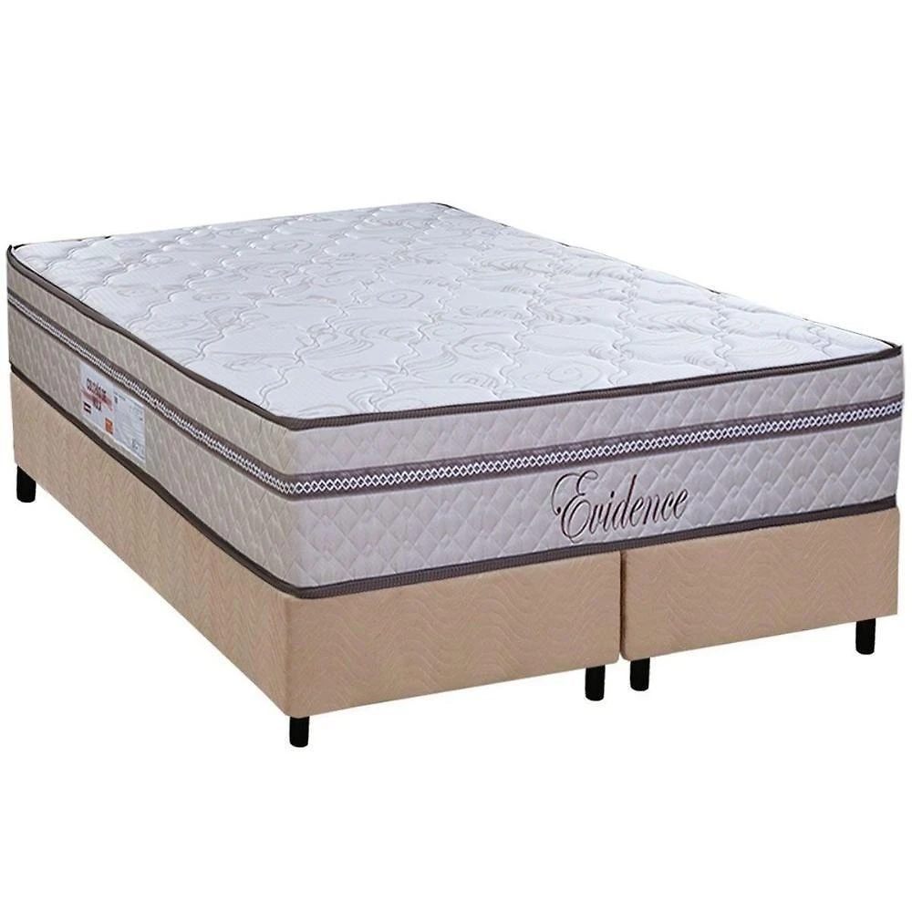Cama Box King: Colchão Molas Ensacadas Paropas Evidence + Base Crc Suede Clean (193x203)