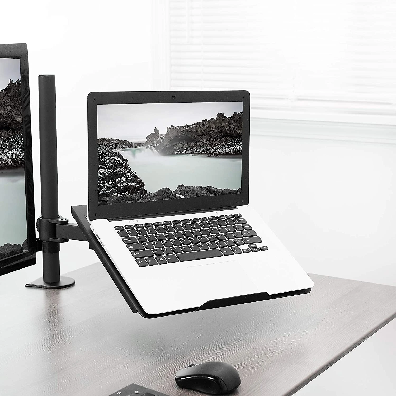 Suporte para suporte de mesa para notebook único VIVO extensão totalmente ajustável com braçadeira