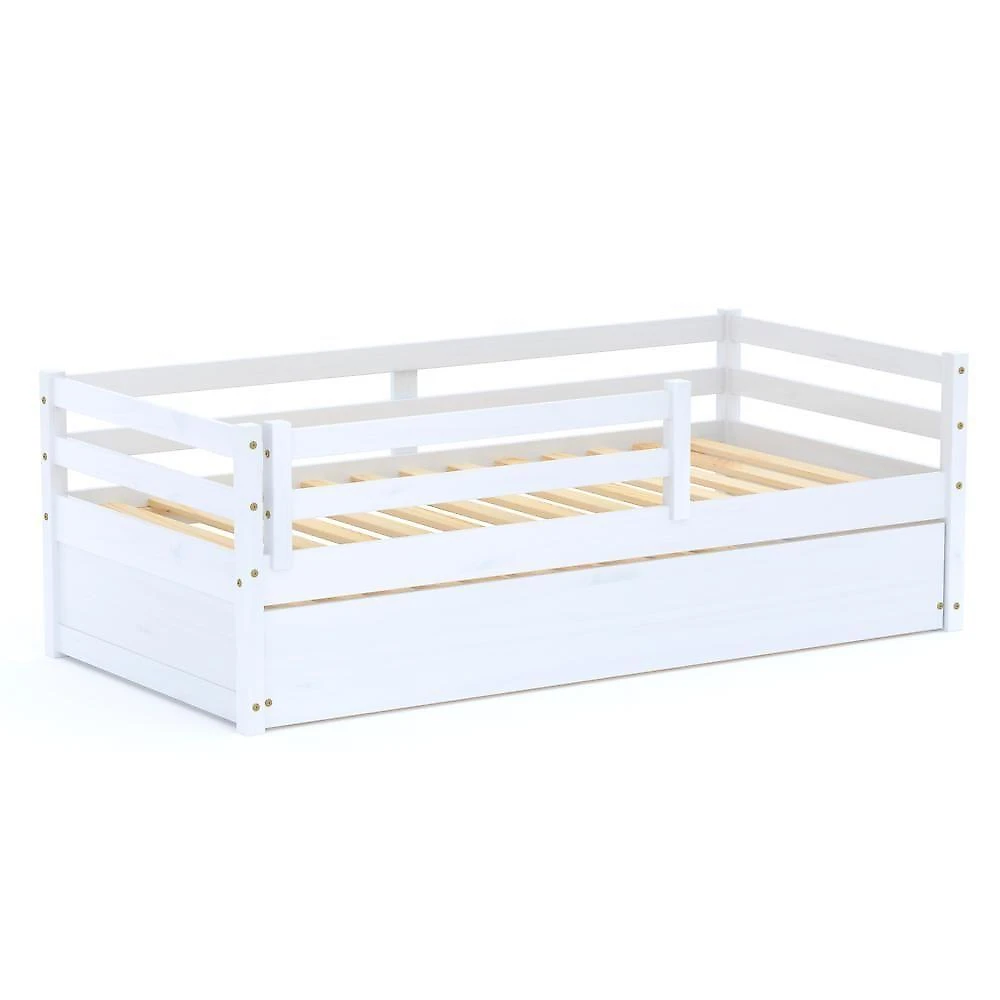 Bicama Solteiro Dreams Com Grade De Proteção Madeira Maciça Branco Megamobilia