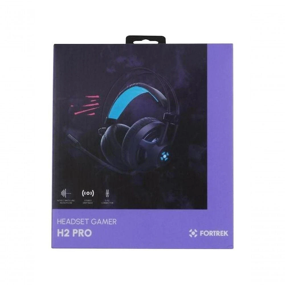 Headset Gamer com Fio Pro H2 com Conexão P2 e USB com Cancelamento de Ruído e Controle Preto