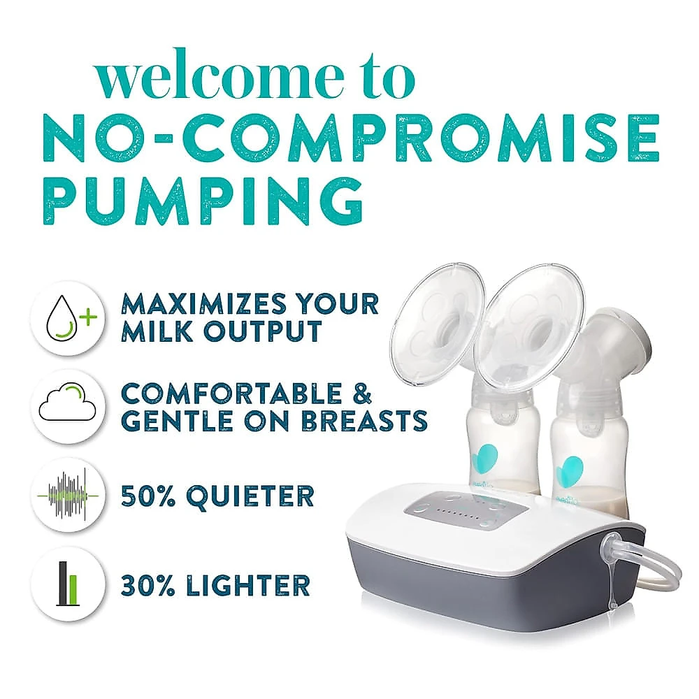 Bomba Tira Leite Elétrica com Modos de Bombeamento Simples ou Duplo, Silenciosa e Acessórios Inclusos, 2 Unidades, Evenflo Feeding EF154487, Branca e 110v