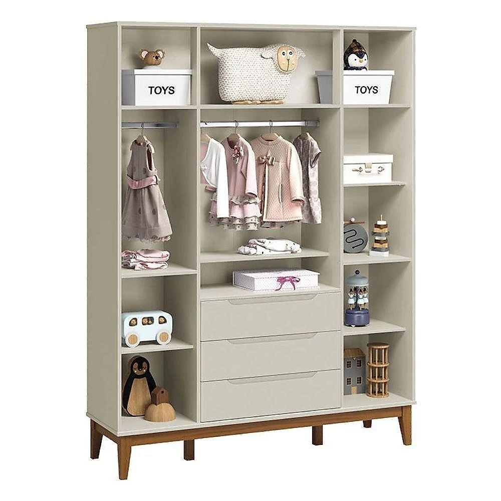Quarto de Bebê Elfe Classic e Danny 4 Portas 3 Gavetas MDF Amadeirado Reller Móveis