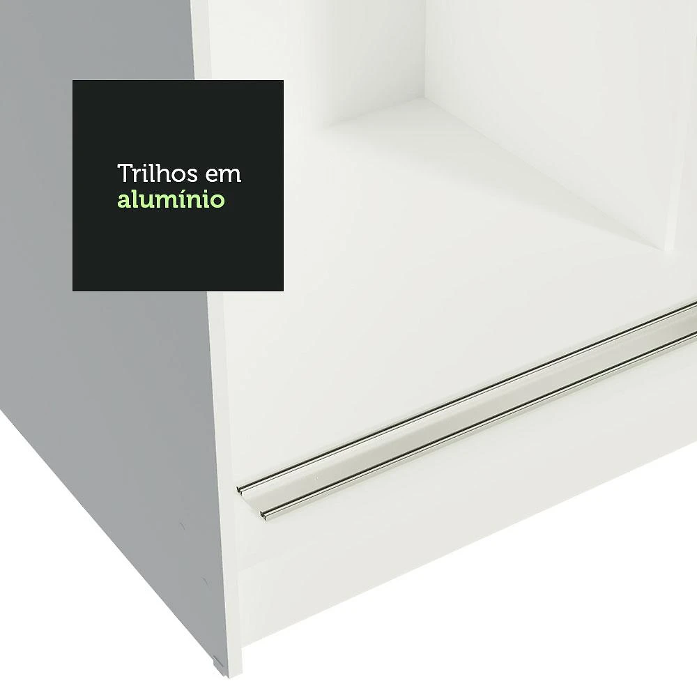 Guarda-Roupa Casal Madesa Reno 3 Portas de Correr com Espelho - Branco Branco