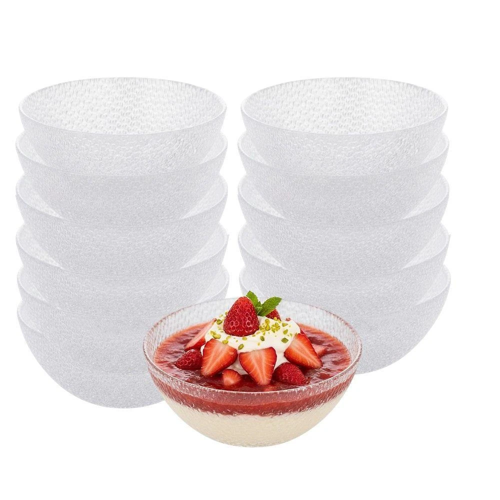 Jogo 12 Bowl Mini Tigela Wave para Sobremesa em Vidro 250ML Transparente Lyor