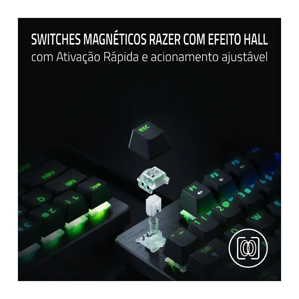 Teclado Magnético Gamer Razer Huntsman V3 HE Mini 65%, 8KHz, Rapid Trigger, USB-C, RGB, Preto - RZ03-05930200