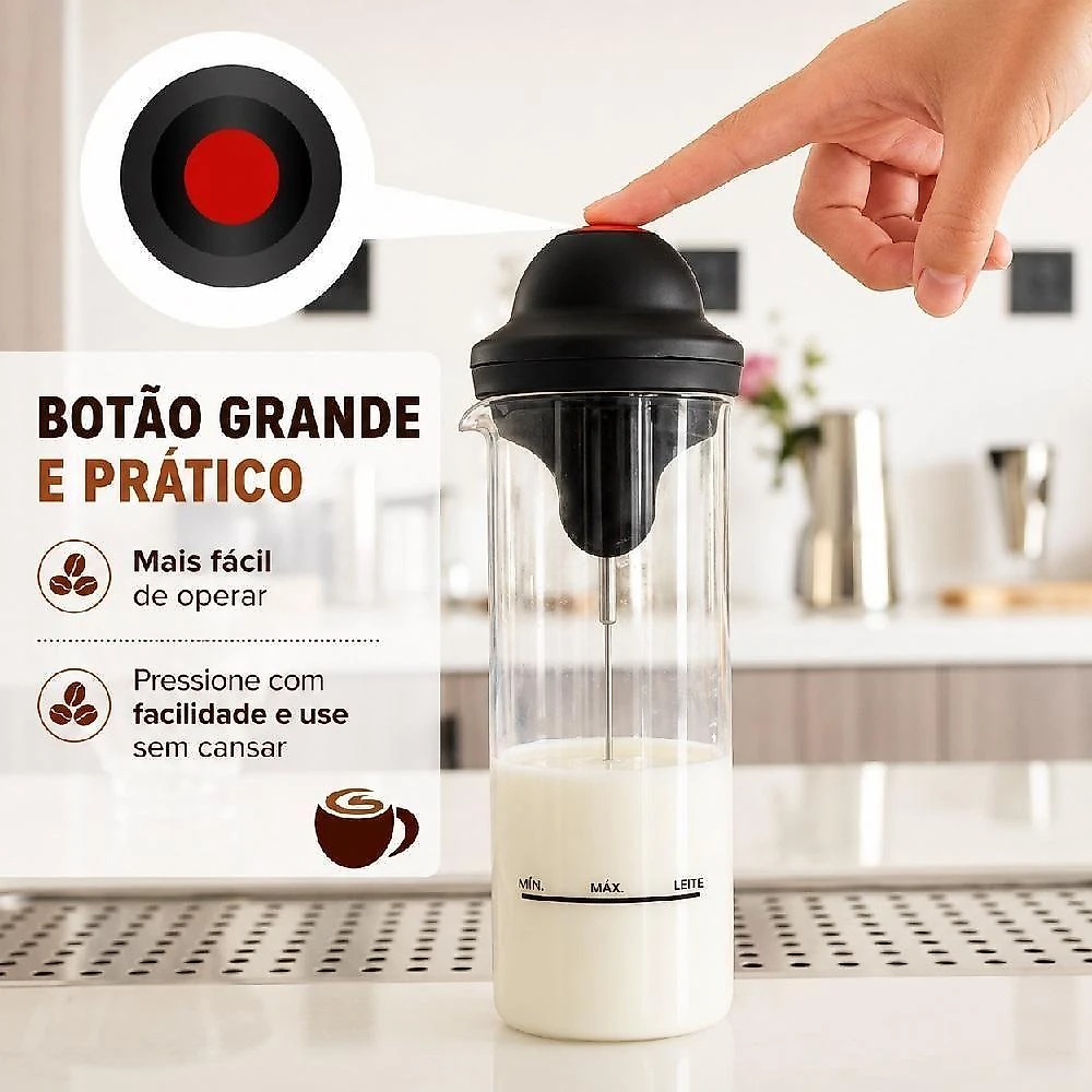 Mini Mixer Elétrico com Copo Mixer Eletrico de Mao Espumador Vidro Borossilicato Portátil Inox Yeet