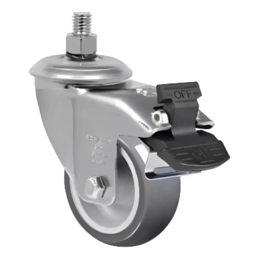 Rodízio 3” Giratório Com Rosca E Freio Schioppa Gle312bpg 60kg Resistente Profissional
