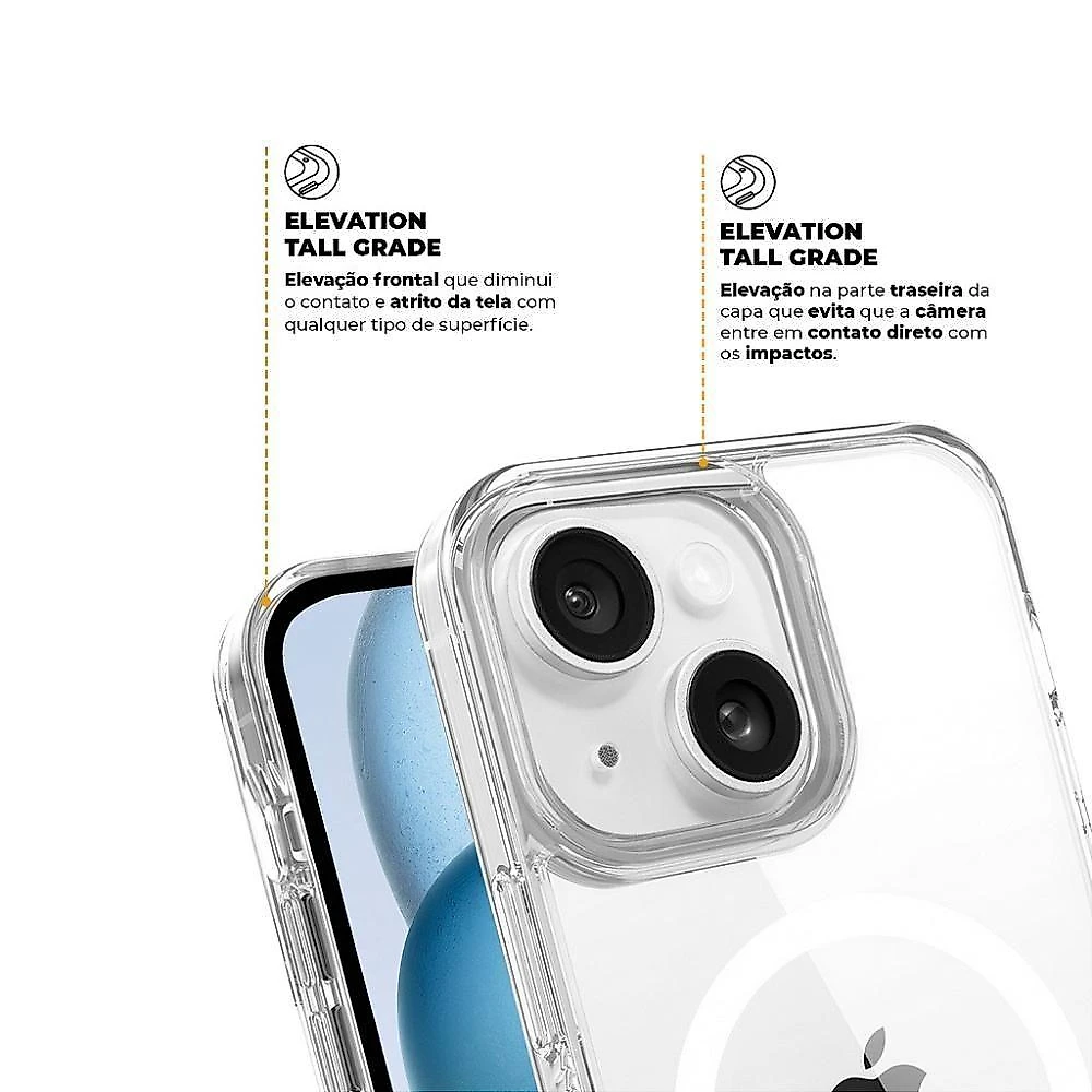 Kit Capa para Iphone 15 Gshield Anti-slip Proteção Tecnologia Magsafe Integrada Preto Polipropileno