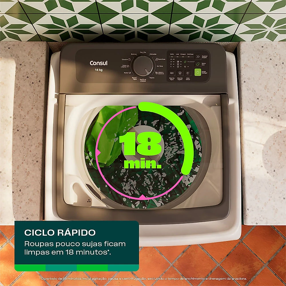 Máquina de Lavar 14Kg de Capacidade CWN14AB Consul Branco - 110V