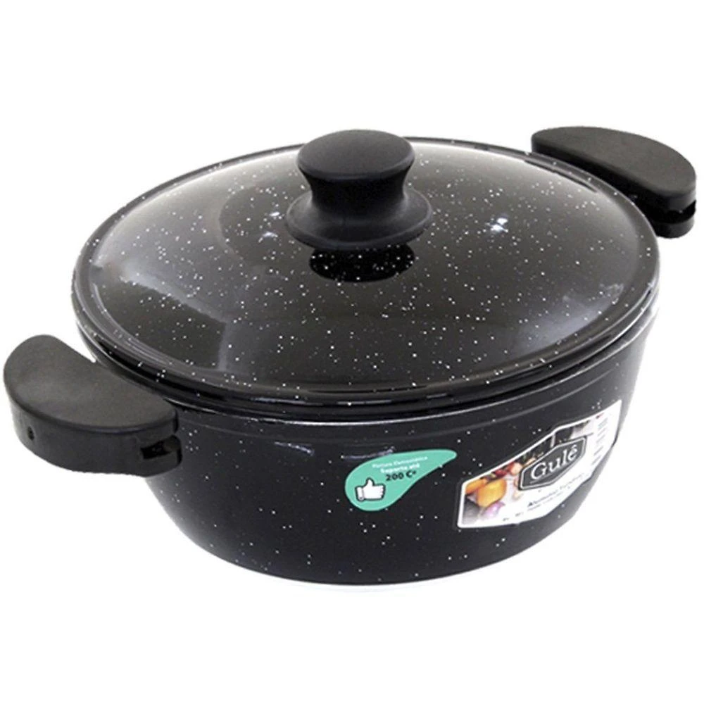 Panela 24cm Alumínio Resistente 2,5L para Fogão a Gás e a Lenha Preto Cozinha Gulê
