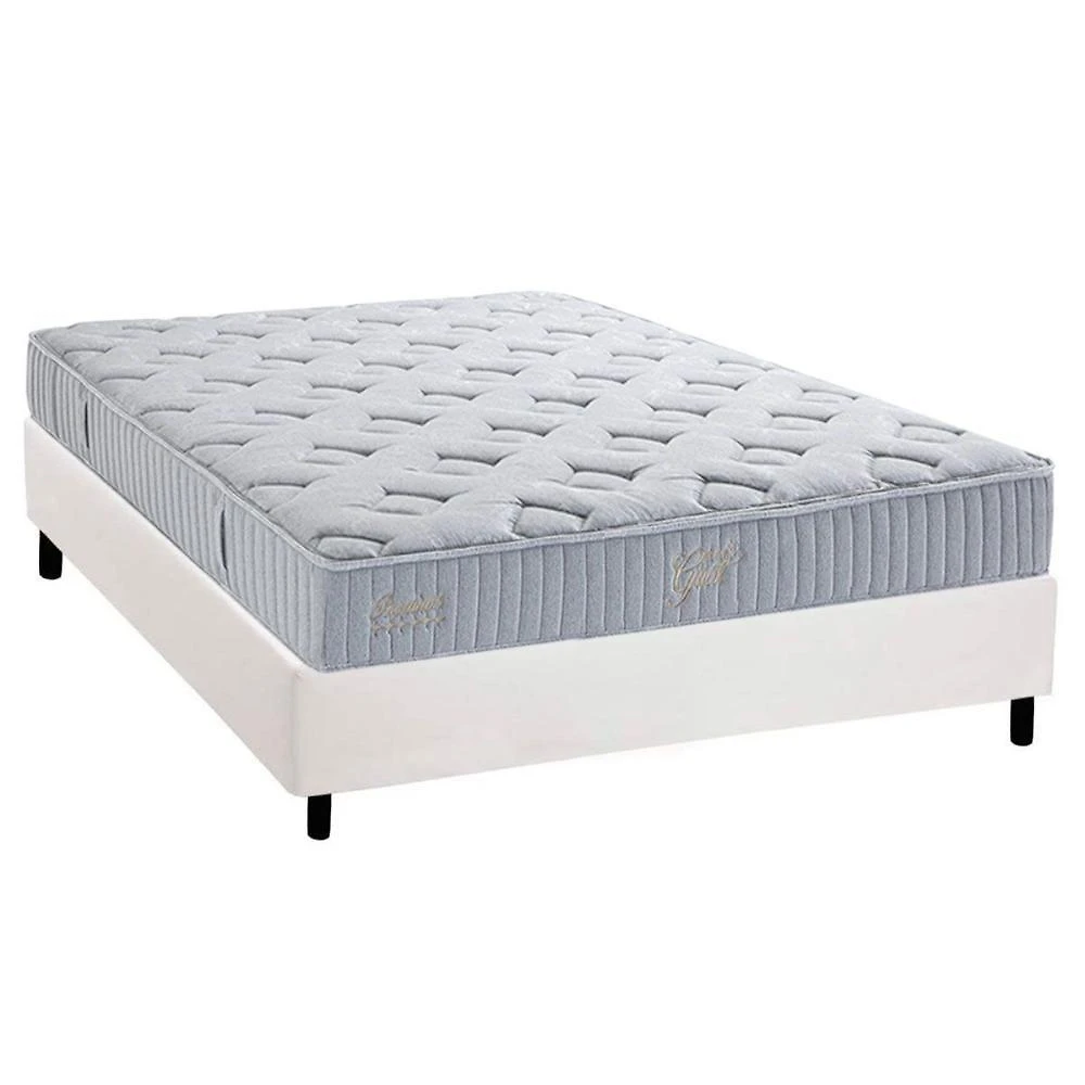 Conjunto Box Casal: Colchão Molas Herval Ensacadas Premium + Base Crc Corano White (138x188)