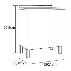 Armário de Cozinha Compacta Bartira Jaspe com 6 Portas, 3 Gavetas e 6 Prateleiras - 260,4cm de largura Branco/Cinza