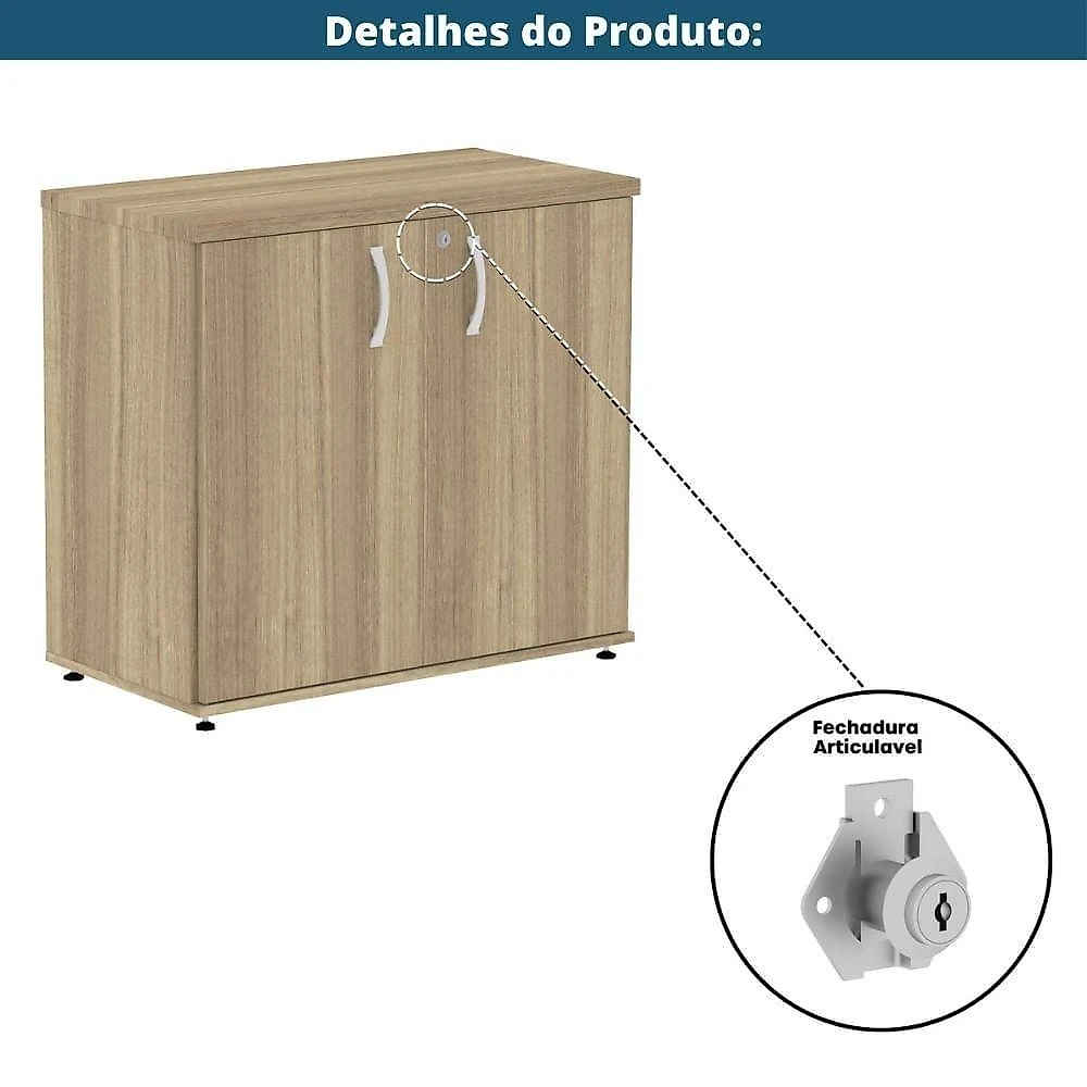 Armário Baixo P25 Pandin 80 Cm (largura) Em Mdp Cor Noce Naturalle Com 2 Portas E Prateleira
