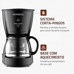 Miniatura Cafeteira Elétrica Mondial Dolce Arome C-30 18 Xícaras – Preta 110V