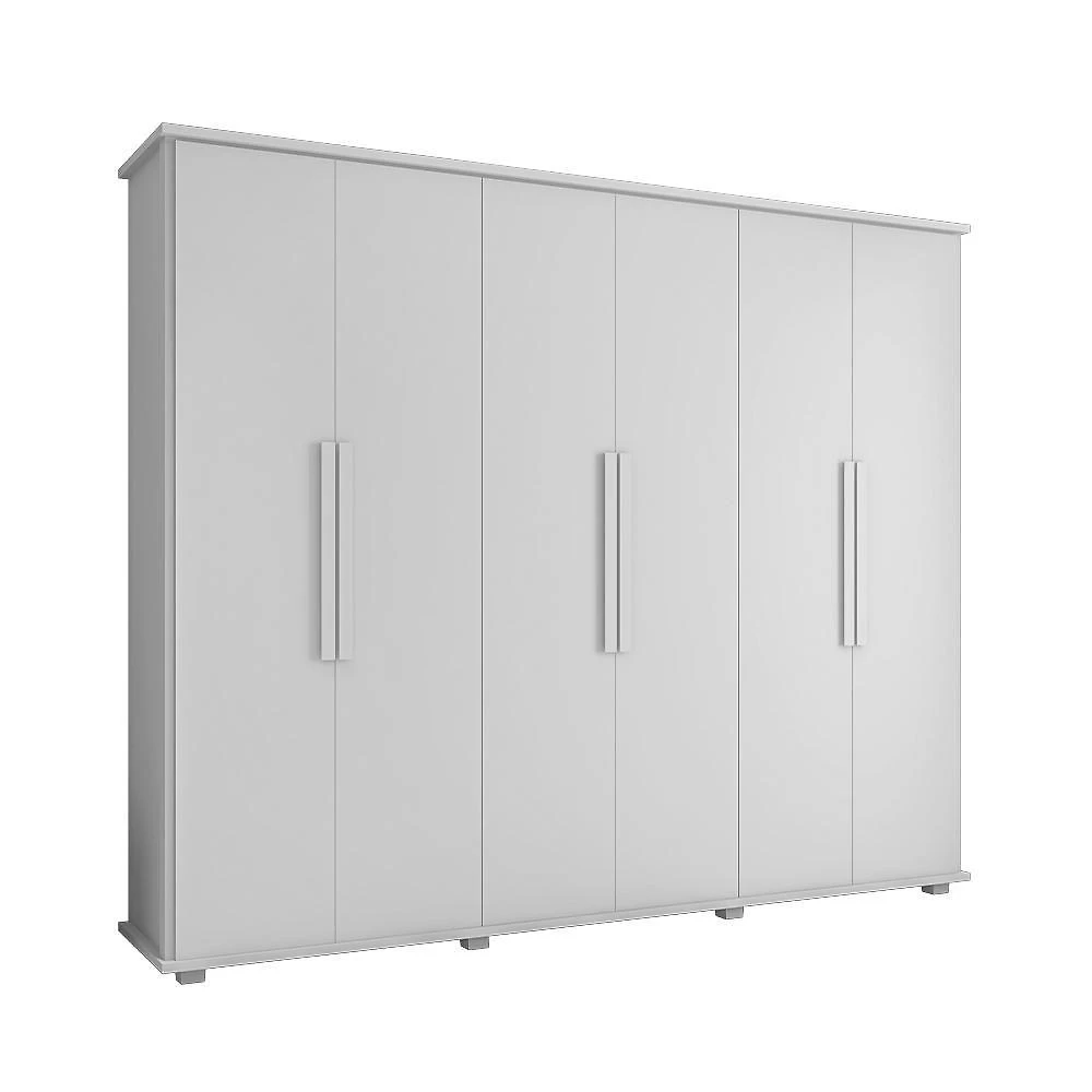 Guarda Roupa Casal Vila Serena 6 Portas de Bater 4 Gavetas Branco RV Móveis